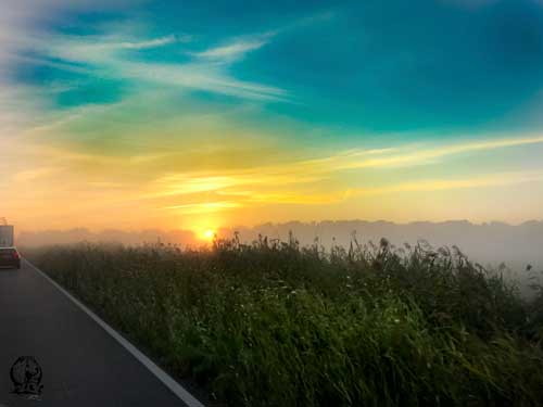 Sonnenaufgang auf dem Weg nach Sylt